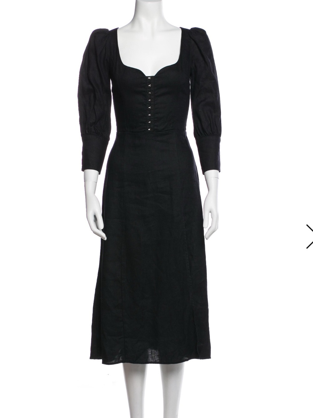 Reformation Black Puff-Sleeve Midi Dress